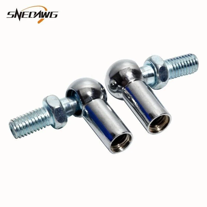 2 Stück M6/M8 Gasfeder-Anschlüsse, 8 mm/10 mm Außengewinde, silberfarbenes Metall, verschraubt, Stangenende, Lager, Kugelgelenk