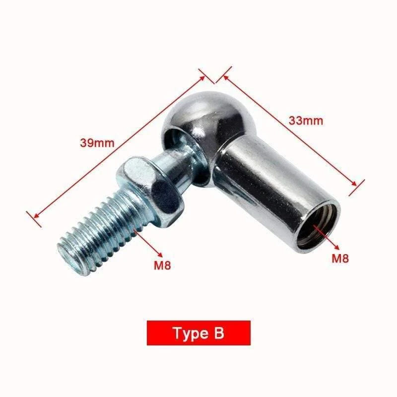 2 Stück M6/M8 Gasfeder-Anschlüsse, 8 mm/10 mm Außengewinde, silberfarbenes Metall, verschraubt, Stangenende, Lager, Kugelgelenk