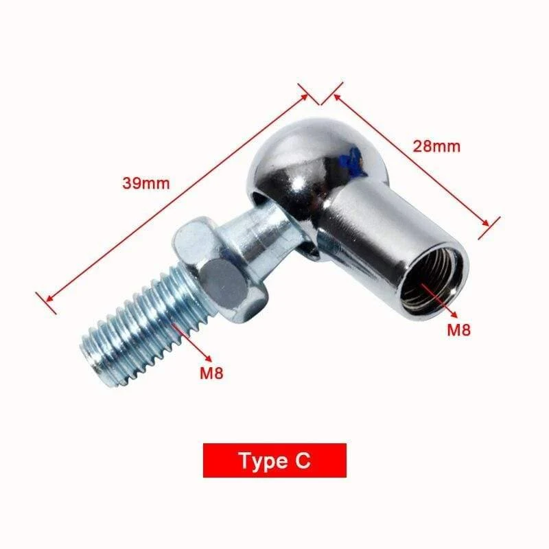 2 Stück M6/M8 Gasfeder-Anschlüsse, 8 mm/10 mm Außengewinde, silberfarbenes Metall, verschraubt, Stangenende, Lager, Kugelgelenk
