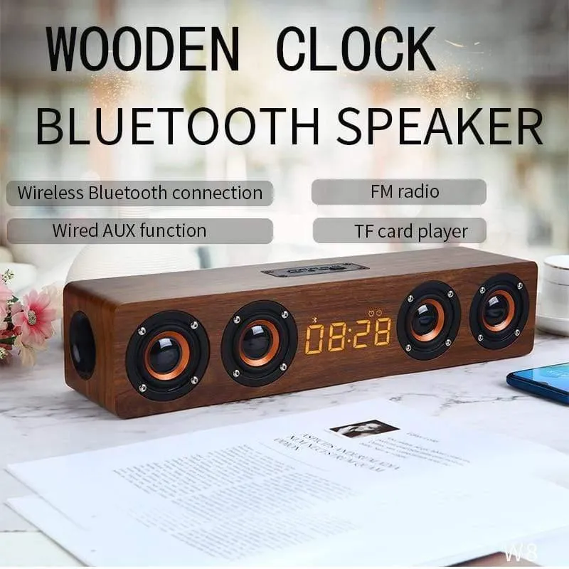 Heimkino Tragbare Säule Bluetooth-Lautsprecher Drahtloser Holzlautsprecher Wecker Radio Subwoofer Soundbar Für TV-Lautsprecher AUX USB