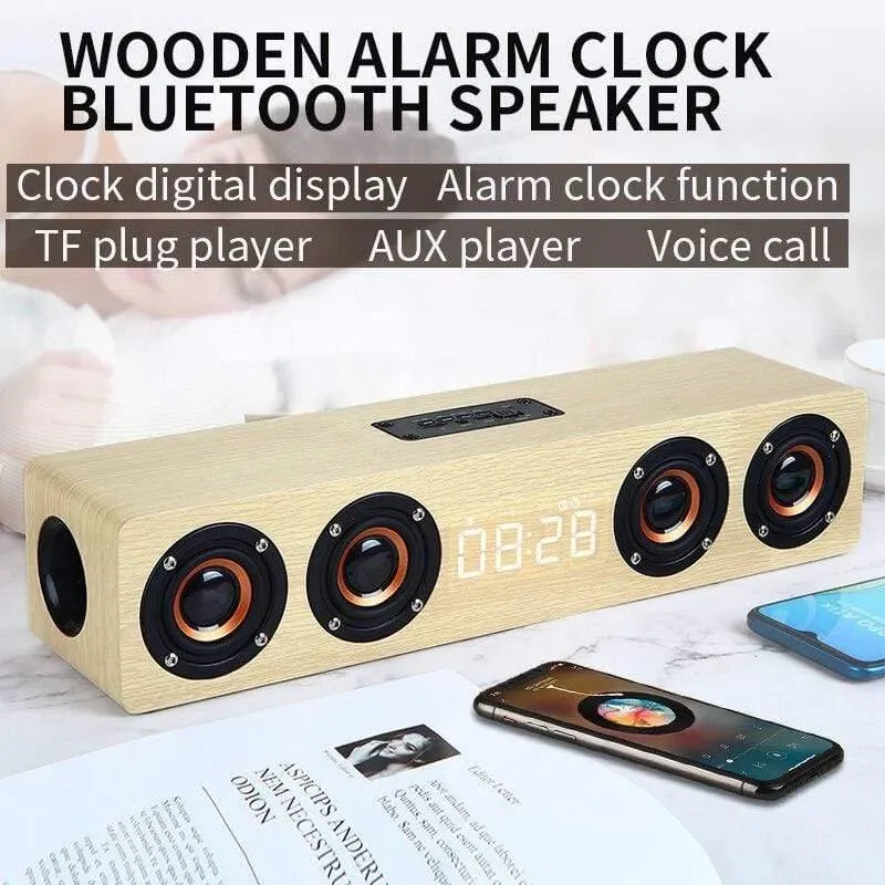 Heimkino Tragbare Säule Bluetooth-Lautsprecher Drahtloser Holzlautsprecher Wecker Radio Subwoofer Soundbar Für TV-Lautsprecher AUX USB