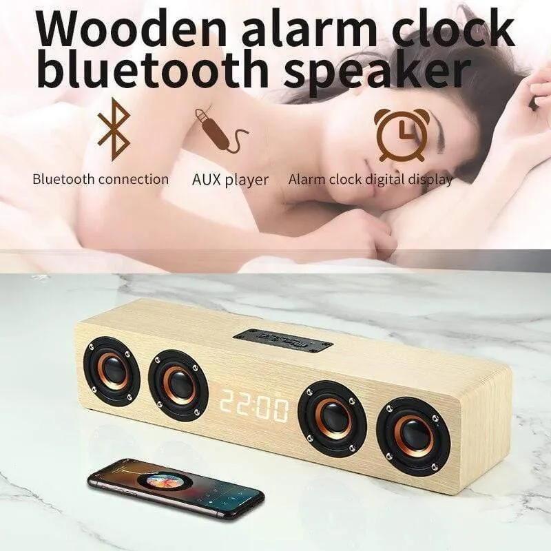 Heimkino Tragbare Säule Bluetooth-Lautsprecher Drahtloser Holzlautsprecher Wecker Radio Subwoofer Soundbar Für TV-Lautsprecher AUX USB