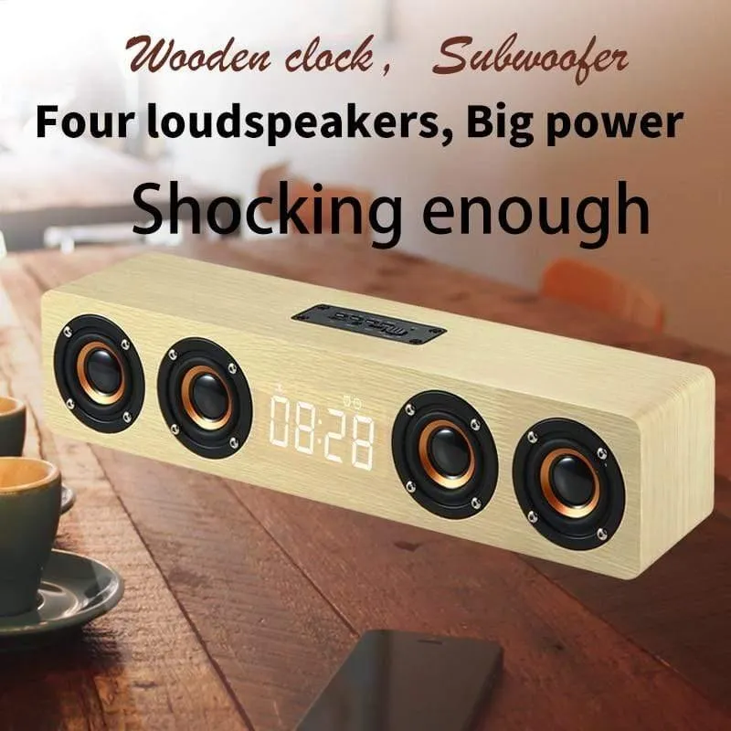 Heimkino Tragbare Säule Bluetooth-Lautsprecher Drahtloser Holzlautsprecher Wecker Radio Subwoofer Soundbar Für TV-Lautsprecher AUX USB