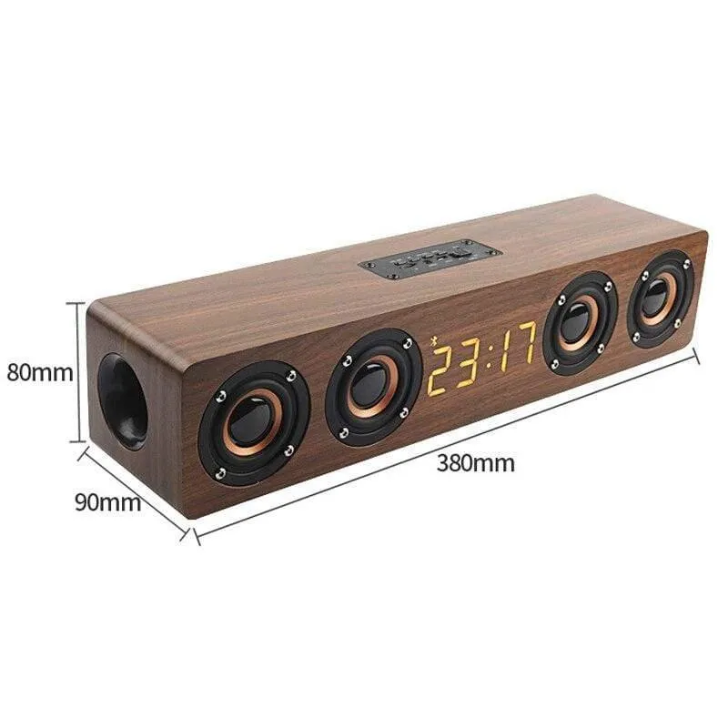 Heimkino Tragbare Säule Bluetooth-Lautsprecher Drahtloser Holzlautsprecher Wecker Radio Subwoofer Soundbar Für TV-Lautsprecher AUX USB
