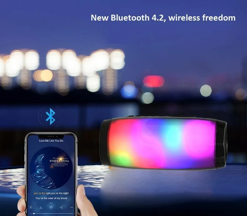 Tragbare Lautsprecher Bluetooth-Säule Drahtloser Bluetooth-Lautsprecher Leistungsstarker High-BoomBox-Außenbass-HIFI-TF-FM-Radio mit LED-Licht