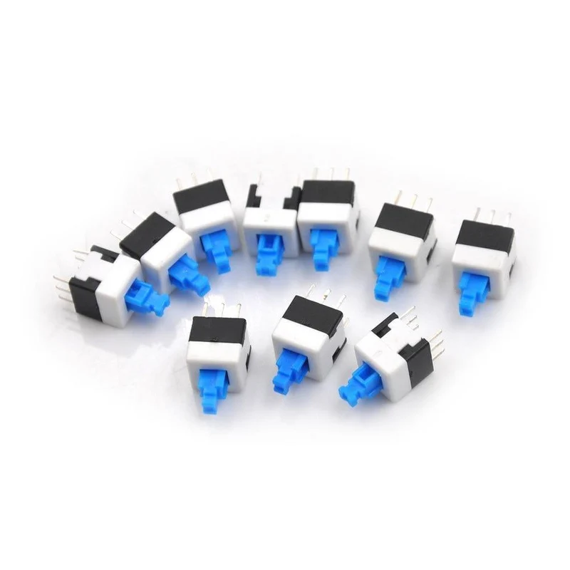 10 Teile/los Hohe Qualität Elektronische 8*8mm 6Pin Push-Tactile Power Micro Schalter Self Lock On/Off-taste Rast Schalter