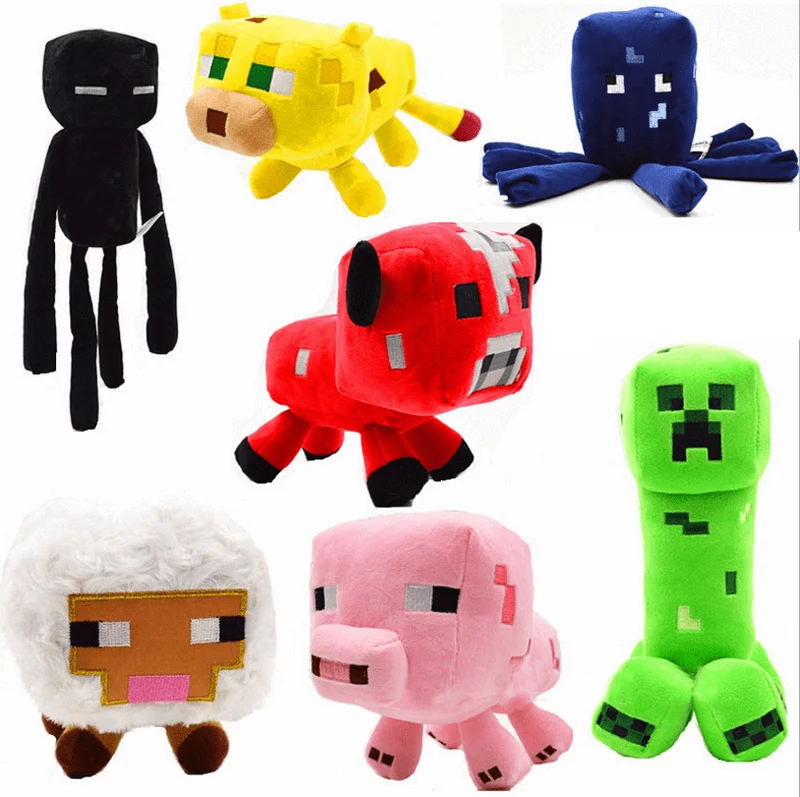 7 Stück / Set Spiel Minecraft Gefülltes Plüschtier Spiel Puppe Creeper Tintenfisch Mooshroom Enderman Ocelot Schwein Baby Schaf Kinder Kind Geschenk Spielzeug