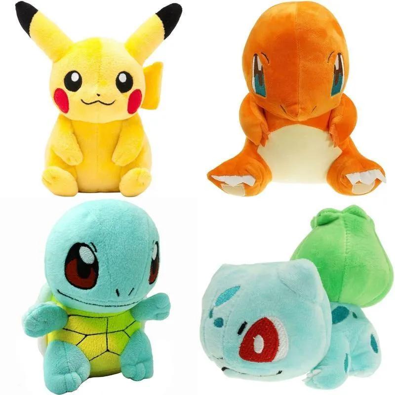 Charmander Squirtle Bulbasaur Pikachu Plüschtiere Eevee Snorlax Gengar Jigglypuff Gefüllte Puppe Geschenke für Kinder Cartoon Spielzeug