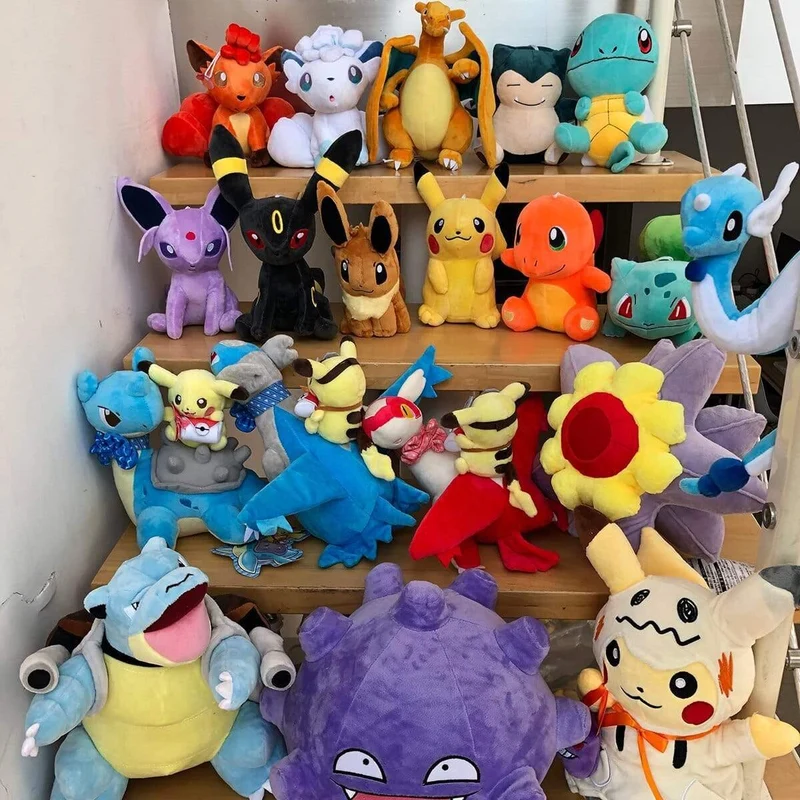 Charmander Squirtle Bulbasaur Pikachu Plüschtiere Eevee Snorlax Gengar Jigglypuff Gefüllte Puppe Geschenke für Kinder Cartoon Spielzeug
