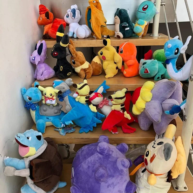 Charmander Squirtle Bulbasaur Pikachu Plüschtiere Eevee Snorlax Gengar Jigglypuff Gefüllte Puppe Geschenke für Kinder Cartoon Spielzeug