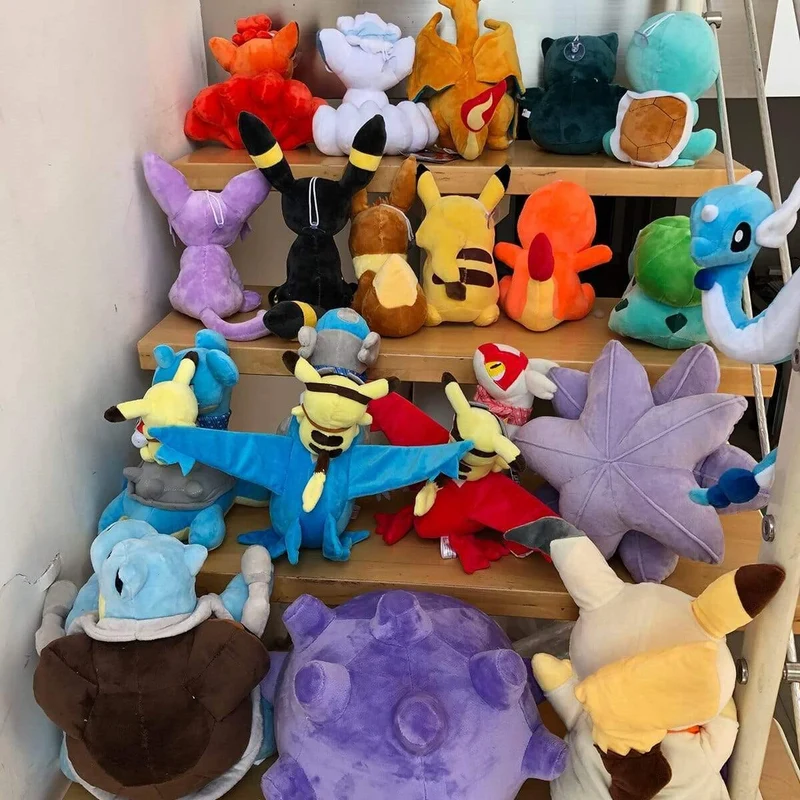 Charmander Squirtle Bulbasaur Pikachu Plüschtiere Eevee Snorlax Gengar Jigglypuff Gefüllte Puppe Geschenke für Kinder Cartoon Spielzeug