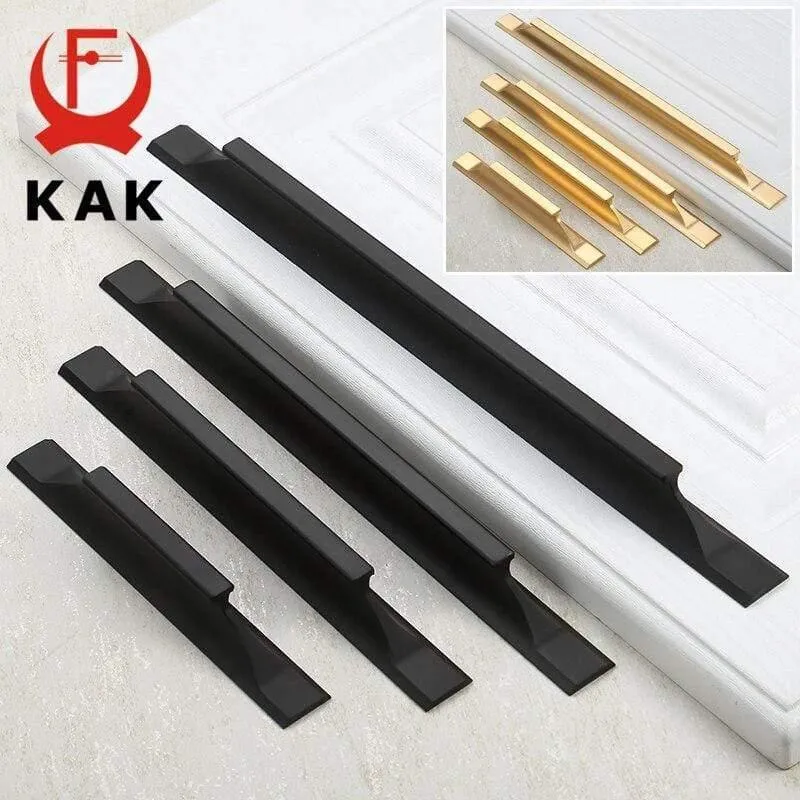 Amerikanischer Stil Schwarze Schrankgriffe Gold Massive Aluminiumlegierung Küchenschrank Zieht Schubladenknöpfe Möbelgriff Hardware