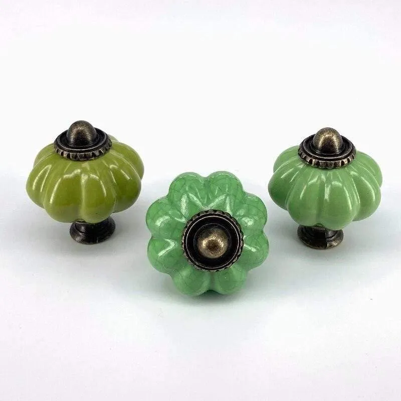 1x grüne Farbserie Keramikknöpfe Kommode Schubladenschrank Griffgriffe / CuteKitchen Schrankknopf Möbelbeschläge