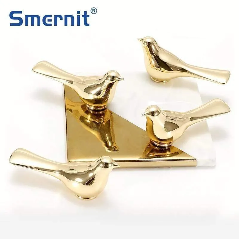 Gold Vogel Schrank Knöpfe Wandbehang Haken Tier Schublade zieht Vintage Küchentür Griffe und Knöpfe Möbelgriff Dekoration (Gold)