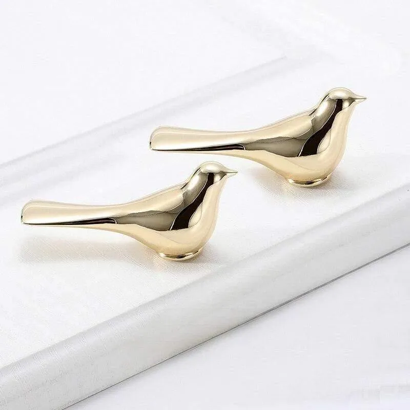 Gold Vogel Schrank Knöpfe Wandbehang Haken Tier Schublade zieht Vintage Küchentür Griffe und Knöpfe Möbelgriff Dekoration (Gold)