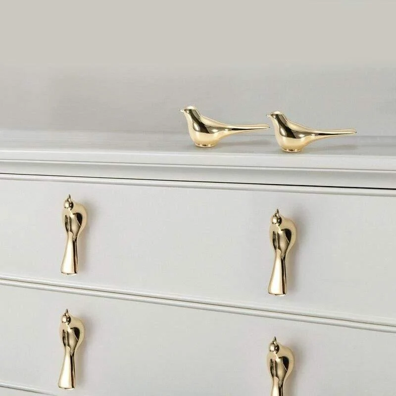 Gold Vogel Schrank Knöpfe Wandbehang Haken Tier Schublade zieht Vintage Küchentür Griffe und Knöpfe Möbelgriff Dekoration (Gold)