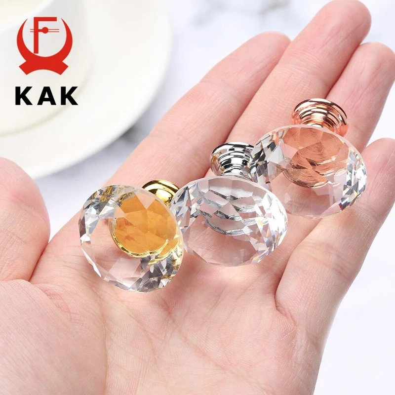 40mm Diamantform Kristallglas Knöpfe Schrank zieht Schubladenknöpfe Küchenschrank Griffe Möbelgriff Hardware