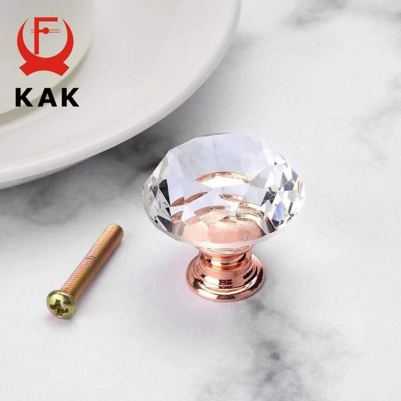 40mm Diamantform Kristallglas Knöpfe Schrank zieht Schubladenknöpfe Küchenschrank Griffe Möbelgriff Hardware