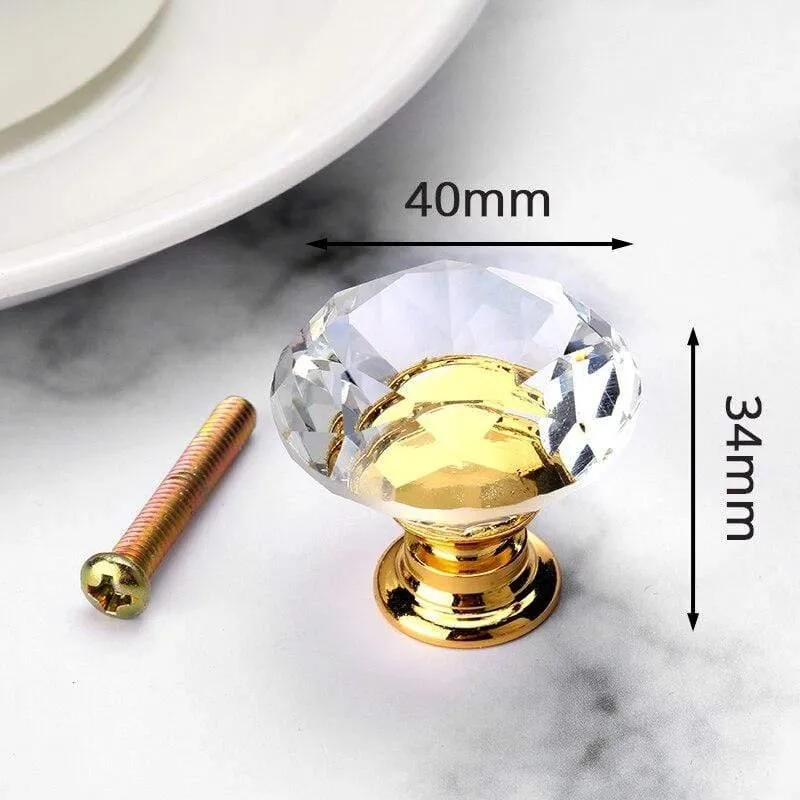 40mm Diamantform Kristallglas Knöpfe Schrank zieht Schubladenknöpfe Küchenschrank Griffe Möbelgriff Hardware
