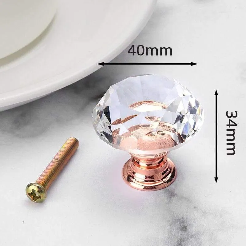40mm Diamantform Kristallglas Knöpfe Schrank zieht Schubladenknöpfe Küchenschrank Griffe Möbelgriff Hardware
