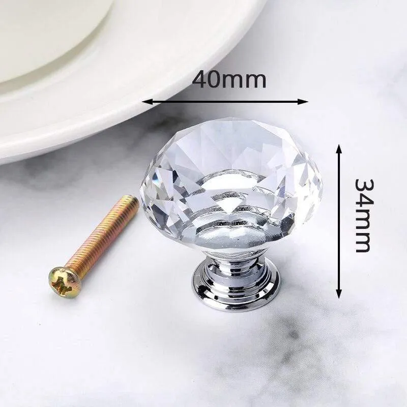 40mm Diamantform Kristallglas Knöpfe Schrank zieht Schubladenknöpfe Küchenschrank Griffe Möbelgriff Hardware