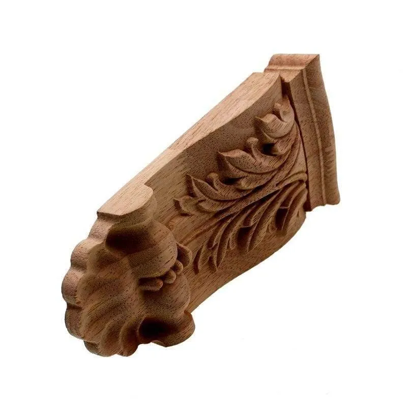 VZLX Neuankömmling Vintage Holz geschnitzte Ecke Onlay Applique Unlackierte Möbelschrank Dekorative Figuren Holz Miniatur DIY