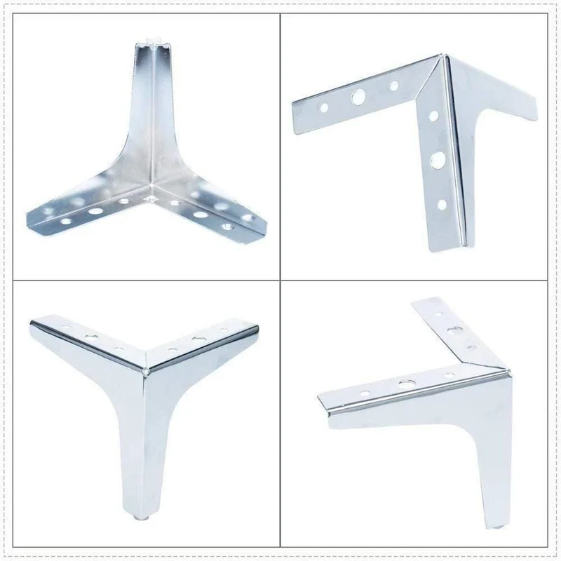 4 Stück dreieckige Metallmöbel Beine Schrankfuß Dreieckige Schlafsofa Tischbeine Möbel Füße Hardware Zubehör Silber