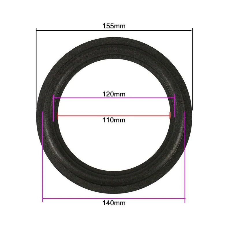 GHXAMP 6.5 Zoll 155 mm 140 mm 120 mm 110 mm Lautsprecheraufhängung P14 Foam Edge Woofer Lautsprecherreparaturen 1 Paar