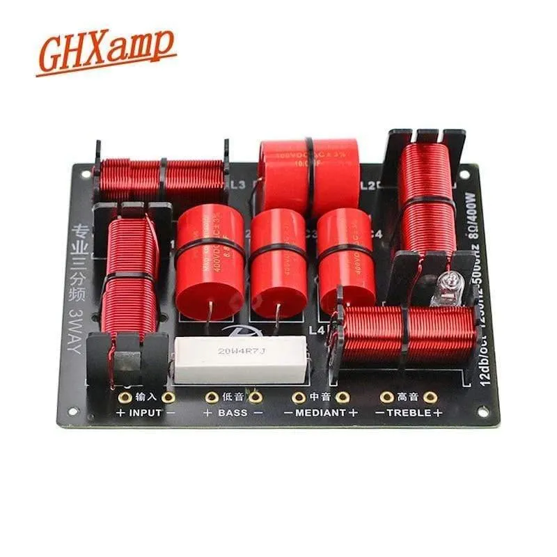 GHXAMP 400W 3-Wege-Frequenzweiche Hifi-Hochtöner Mitteltöner-Tieftöner-Lautsprecher-Frequenzweiche 1250H / 5000HZ Mit hohem Schutz 1PC
