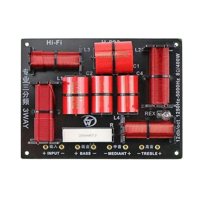 GHXAMP 400W 3-Wege-Frequenzweiche Hifi-Hochtöner Mitteltöner-Tieftöner-Lautsprecher-Frequenzweiche 1250H / 5000HZ Mit hohem Schutz 1PC