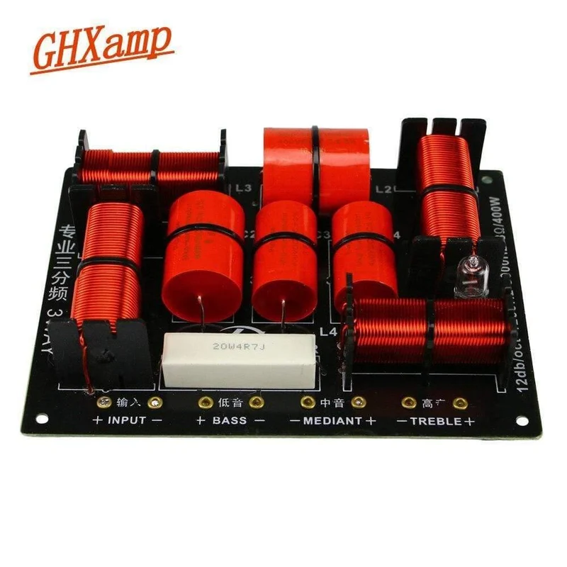 GHXAMP 400W 3-Wege-Frequenzweiche Hifi-Hochtöner Mitteltöner-Tieftöner-Lautsprecher-Frequenzweiche 1250H / 5000HZ Mit hohem Schutz 1PC
