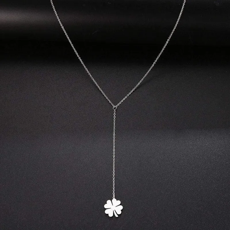 Mode Klee Anhänger Gold für Frauen Metallkette Halskette Party Charm Edelstahl Schmuck Zubehör Geschenke