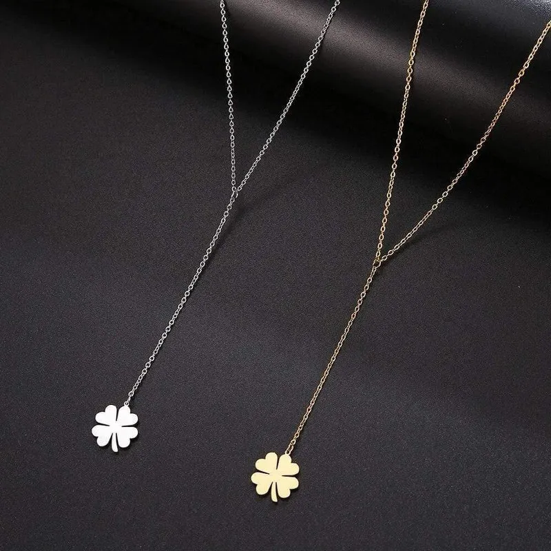 Mode Klee Anhänger Gold für Frauen Metallkette Halskette Party Charm Edelstahl Schmuck Zubehör Geschenke