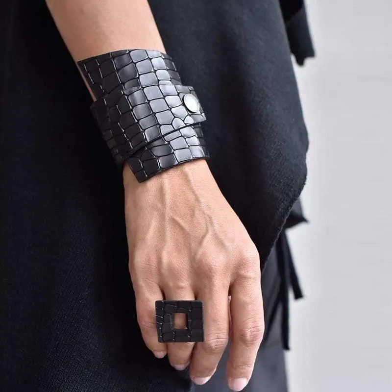 Crack Lederring für Frauen Hochzeitsschmuck Punk Prom Fingerring Zubehör Ringe Gothic Jewellery Großhandel Prsten