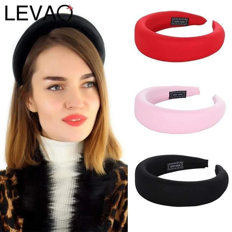 Mode Western Style Solid Colors Verdicken gepolsterte Stirnband Lünette Turban Frauen Haarbänder Mädchen Accessoires Kopfbedeckung