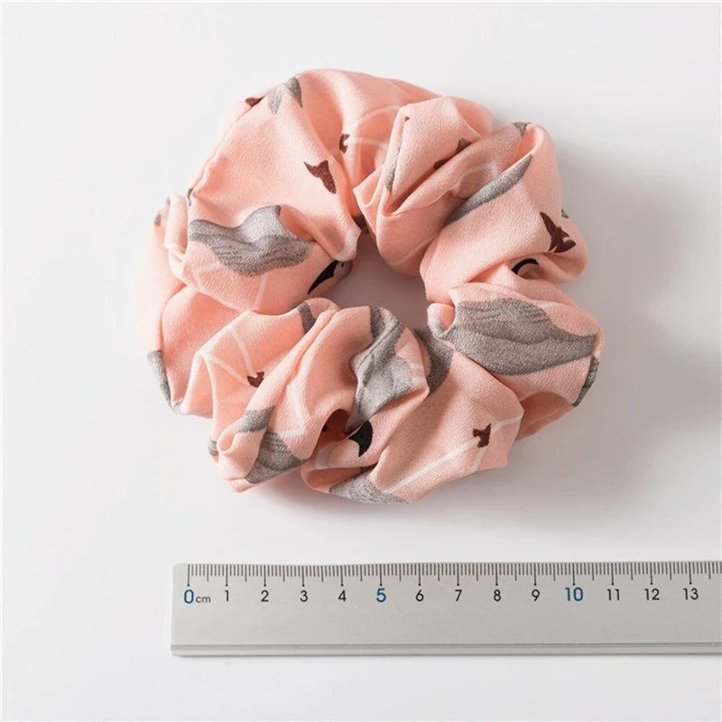 Floral Flamingo Solid Design Haarband Frauen Haarschmuck Haargummi Scrunchie Pferdeschwanz Haarhalter Seil