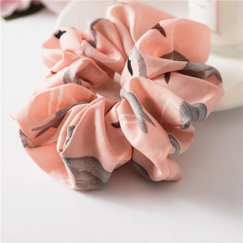 Floral Flamingo Solid Design Haarband Frauen Haarschmuck Haargummi Scrunchie Pferdeschwanz Haarhalter Seil