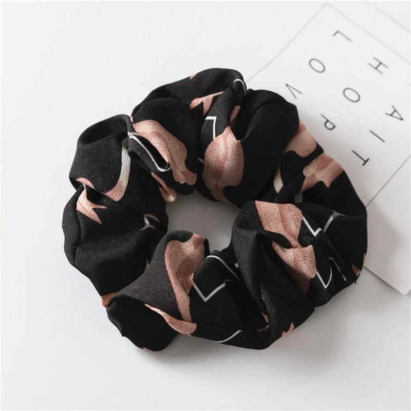 Floral Flamingo Solid Design Haarband Frauen Haarschmuck Haargummi Scrunchie Pferdeschwanz Haarhalter Seil