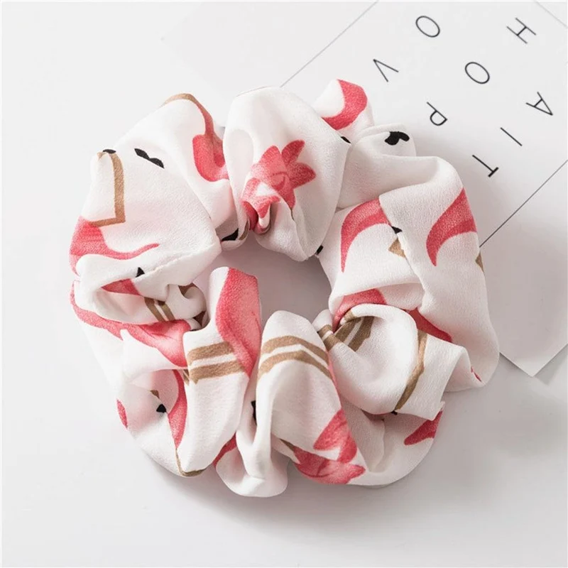 Floral Flamingo Solid Design Haarband Frauen Haarschmuck Haargummi Scrunchie Pferdeschwanz Haarhalter Seil