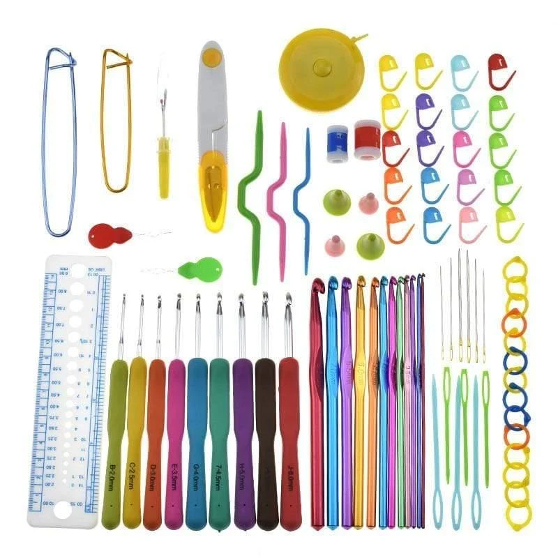 Häkelnadeln Set mit Fall 14 Stile Stricknadelset DIY Nadel Kunst Handwerk Schere Markierungen Nähwerkzeuge GYH