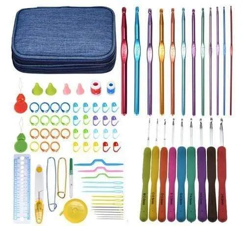 Häkelnadeln Set mit Fall 14 Stile Stricknadelset DIY Nadel Kunst Handwerk Schere Markierungen Nähwerkzeuge GYH