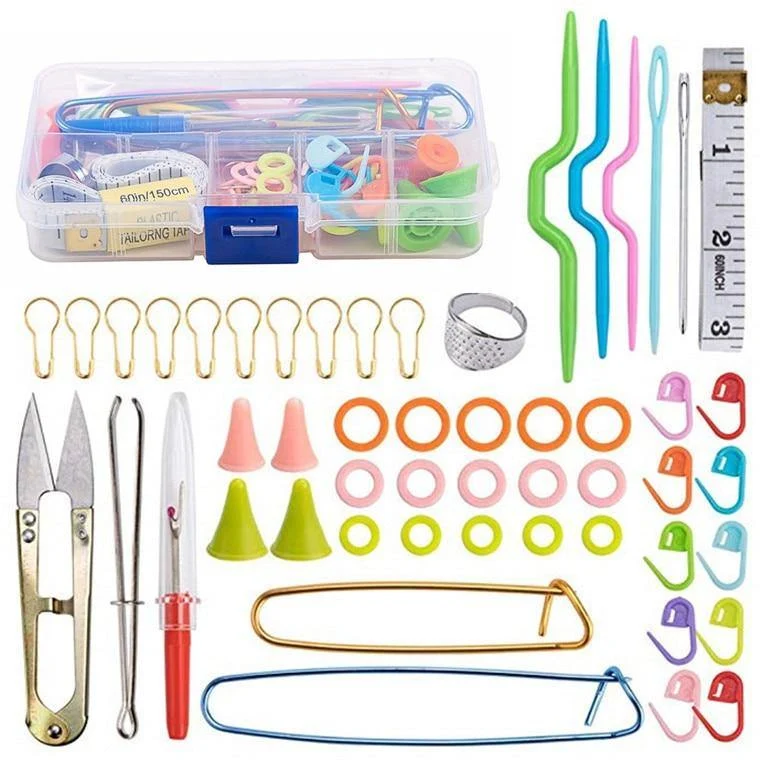 Häkelnadeln Set mit Fall 14 Stile Stricknadelset DIY Nadel Kunst Handwerk Schere Markierungen Nähwerkzeuge GYH