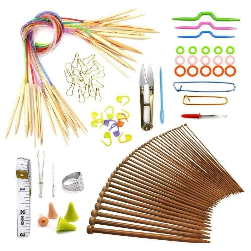 Häkelnadeln Set mit Fall 14 Stile Stricknadelset DIY Nadel Kunst Handwerk Schere Markierungen Nähwerkzeuge GYH