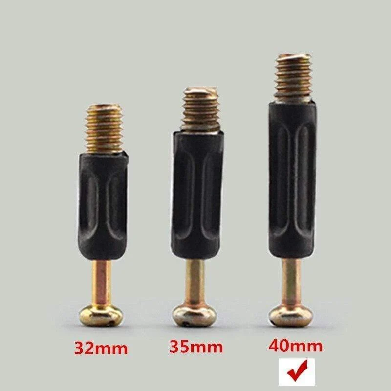 100 Sets Möbelverbindungsbeschlag Bolzenschraube 6 mm Außengewinde 40 mm Länge