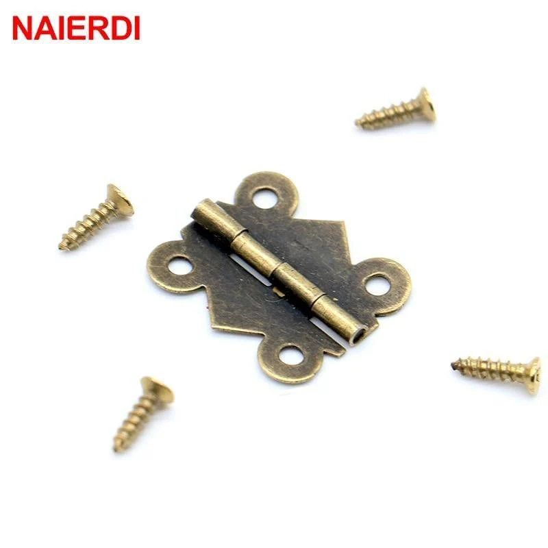 10 Stück Mini-Schmetterlings-Türscharniere, 20 mm x 17 mm, Bronze, für Schrank, Schublade, Schmuckschatulle, zum Dekorieren von Scharnieren für Möbelbeschläge
