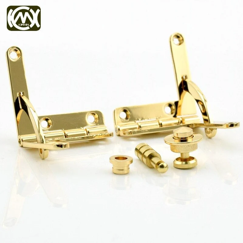 1 Satz (2 Anschlüsse und 1 Knopfschloss) 18 Karat goldene Zinklegierung Uhrengehäuse Kombination Scharnier und Schloss Hardware (18 Karat Golden)
