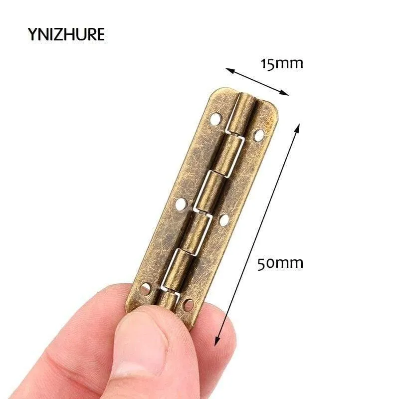 50pcs 50 * 15mm Limited Top Mode Möbel Scharniere Blum Antik Holz Geschenkbox Scharnier 6 Loch Scharniere für Schmuckschatullen