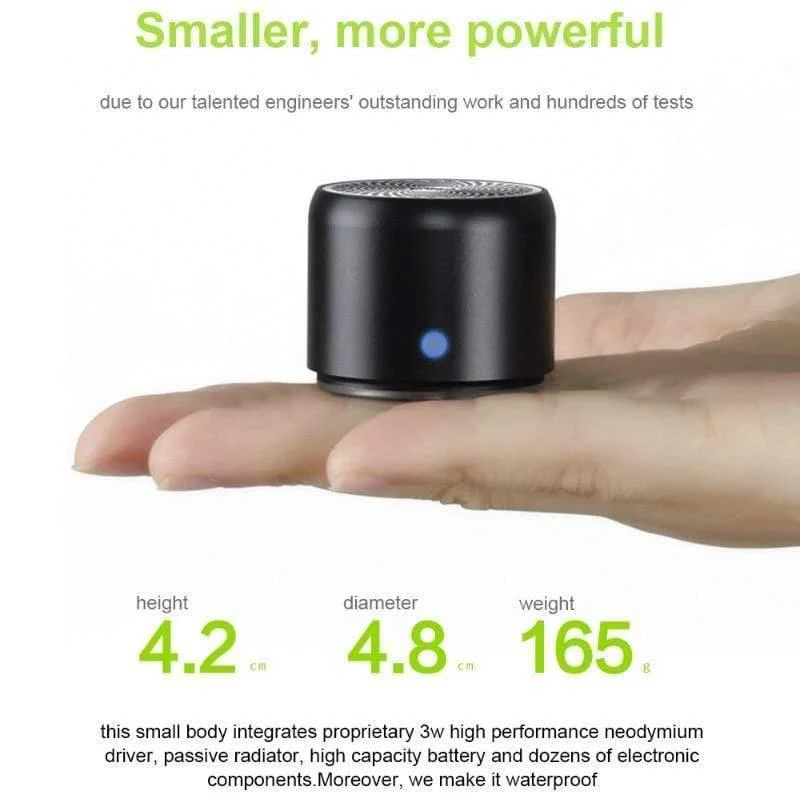 MIni-Bluetooth-Lautsprecher mit Tragetasche, Bassstrahler, tragbarer Lautsprecher Bluetooth 5.0 für draußen, zu Hause, unter der Dusche