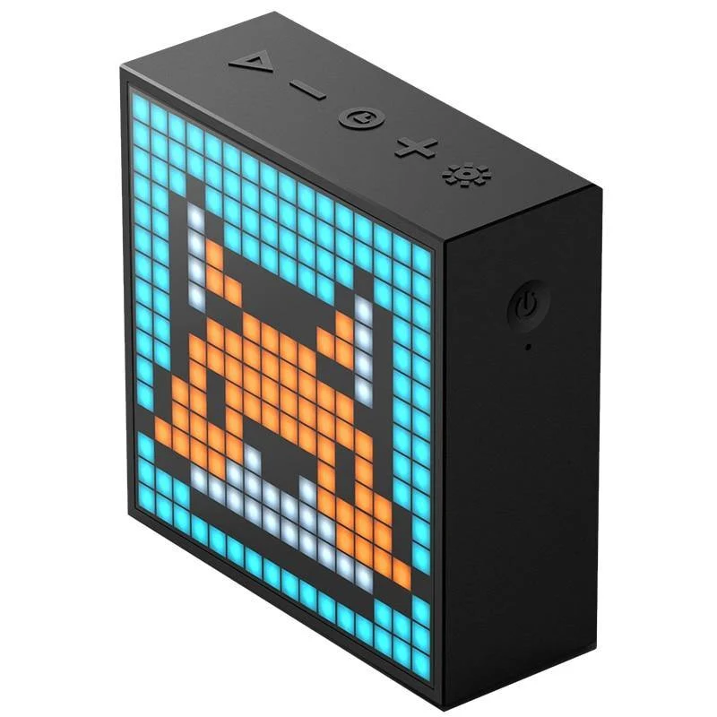 Timebox Evo Bluetooth tragbarer Lautsprecher mit programmierbarem LED-Display für Uhrzeitalarm für Pixel Art Creation Einzigartiges Geschenk