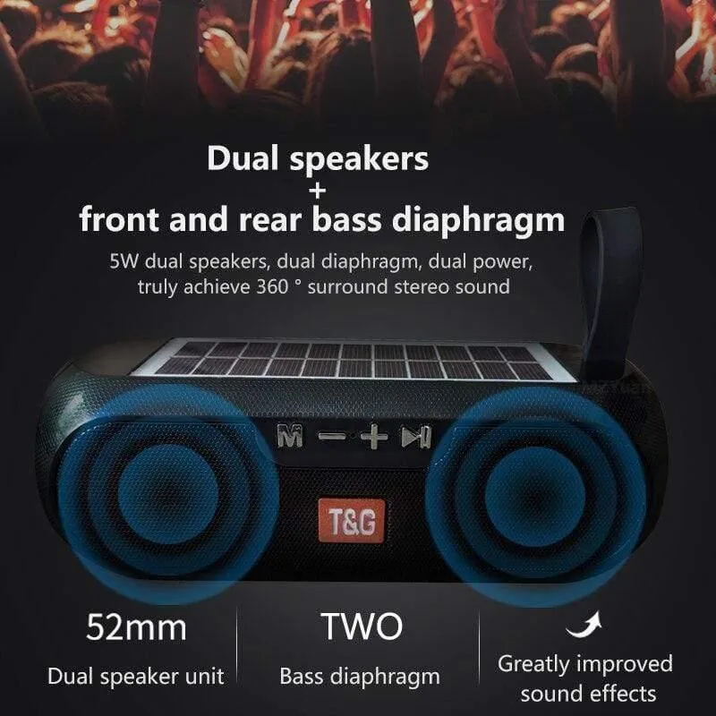 Tragbare Säule WirelessBluetooth Bass Lautsprecher Stereo Spieluhr Solar Power Bank Boombox Wasserdichtes USB AUX FM Radio Super Bass
